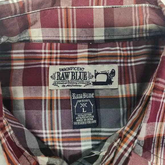 RAW BLUE WESTERN LONG SLEEVE BUTTON DOWN SIZE L‎ - Picture 8 of 14